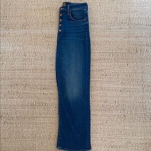 MOTHER Straight-Leg High-Rise Jeans in Deep Blue Denim